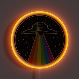 Queer UFO Rainbow UFO Alien Abduction Queer LGBT Gay Pride RGB Neon Sign