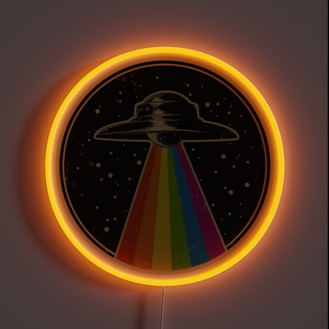 Queer UFO Rainbow UFO Alien Abduction Queer RGB Neon Sign Queer UFO Rainbow UFO Alien Abduction Queer RGB Neon Sign