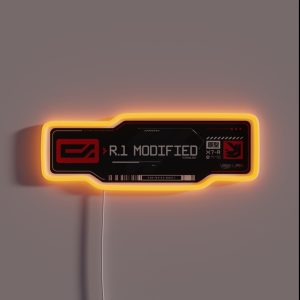 R 1 Modified Experimental Tech Decal Gray Red RGB Neon Sign