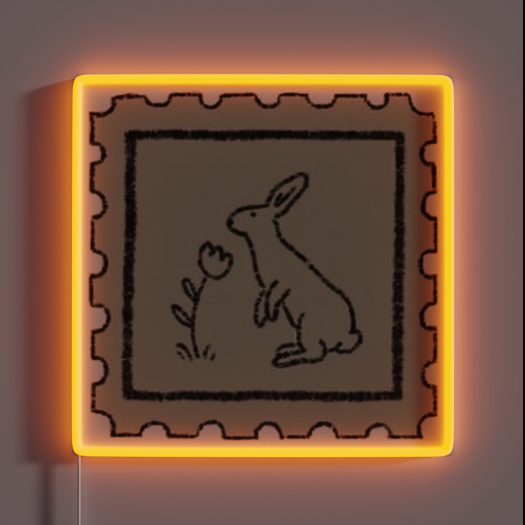Rabbit Vintage Stamp RGB Neon Sign Rabbit Vintage Stamp RGB Neon Sign