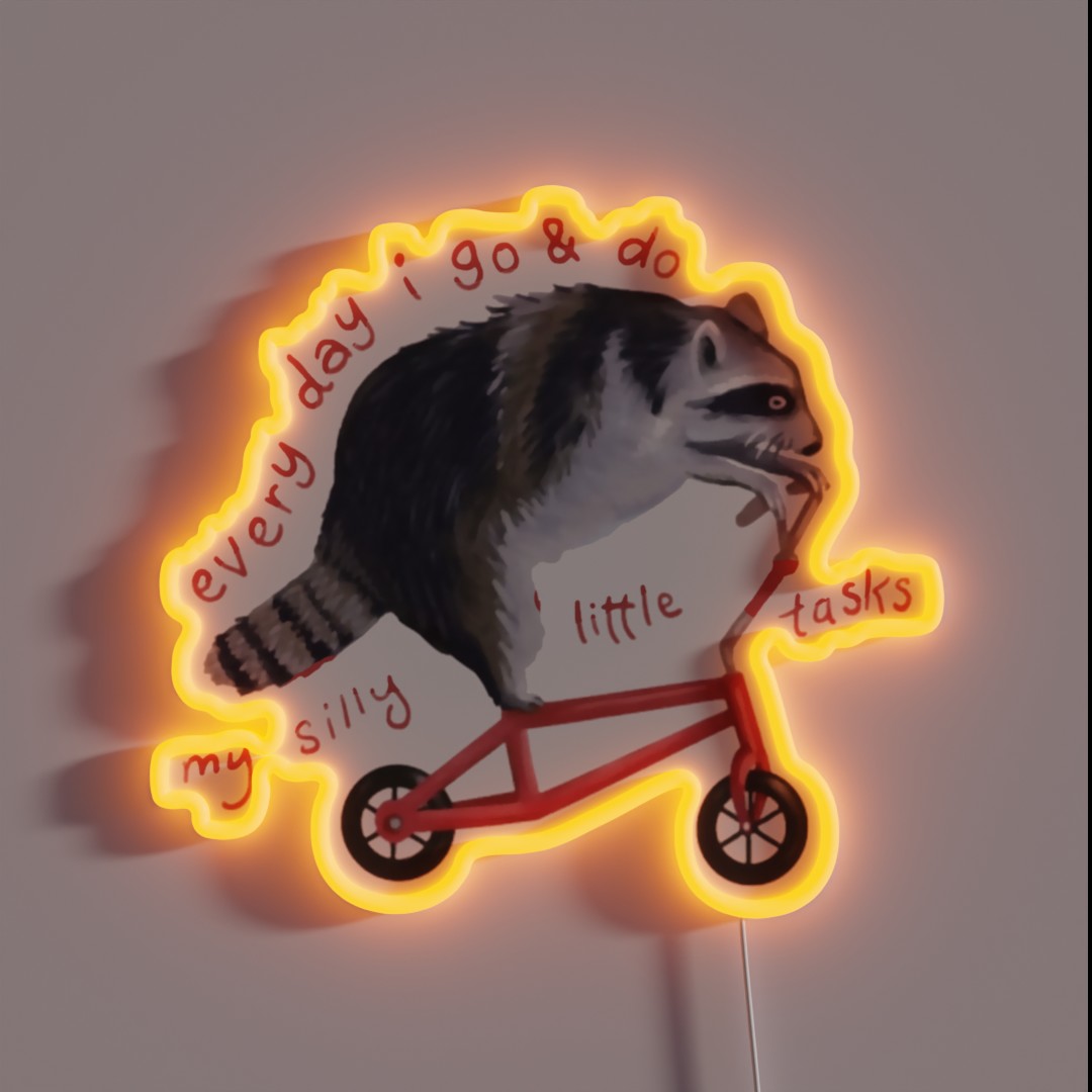 Raccoon On Bicycle RGB Neon Sign Raccoon On Bicycle RGB Neon Sign
