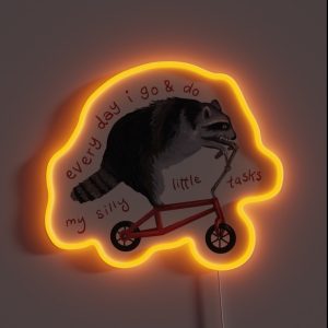 Raccoon On Bicycle RGB Neon Sign