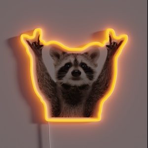 Raccoon Rock Sign RGB Neon Sign