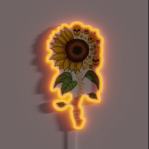 Radiology Tech Sunflower Skulls RGB Neon Sign
