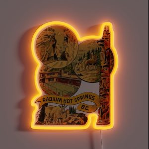 Radium Hot Springs BC Vintage Travel Decal RGB Neon Sign Radium Hot Springs BC Vintage Travel Decal RGB Neon Sign