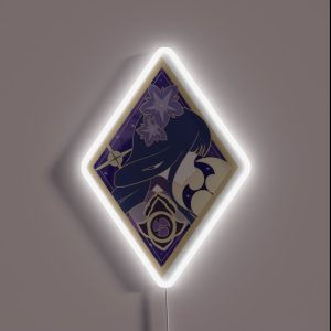 Raiden Shogun Ei Electro Archon Of Inazuma From Genshin Impact In Gold Diamond Shape Frame RGB Neon Sign