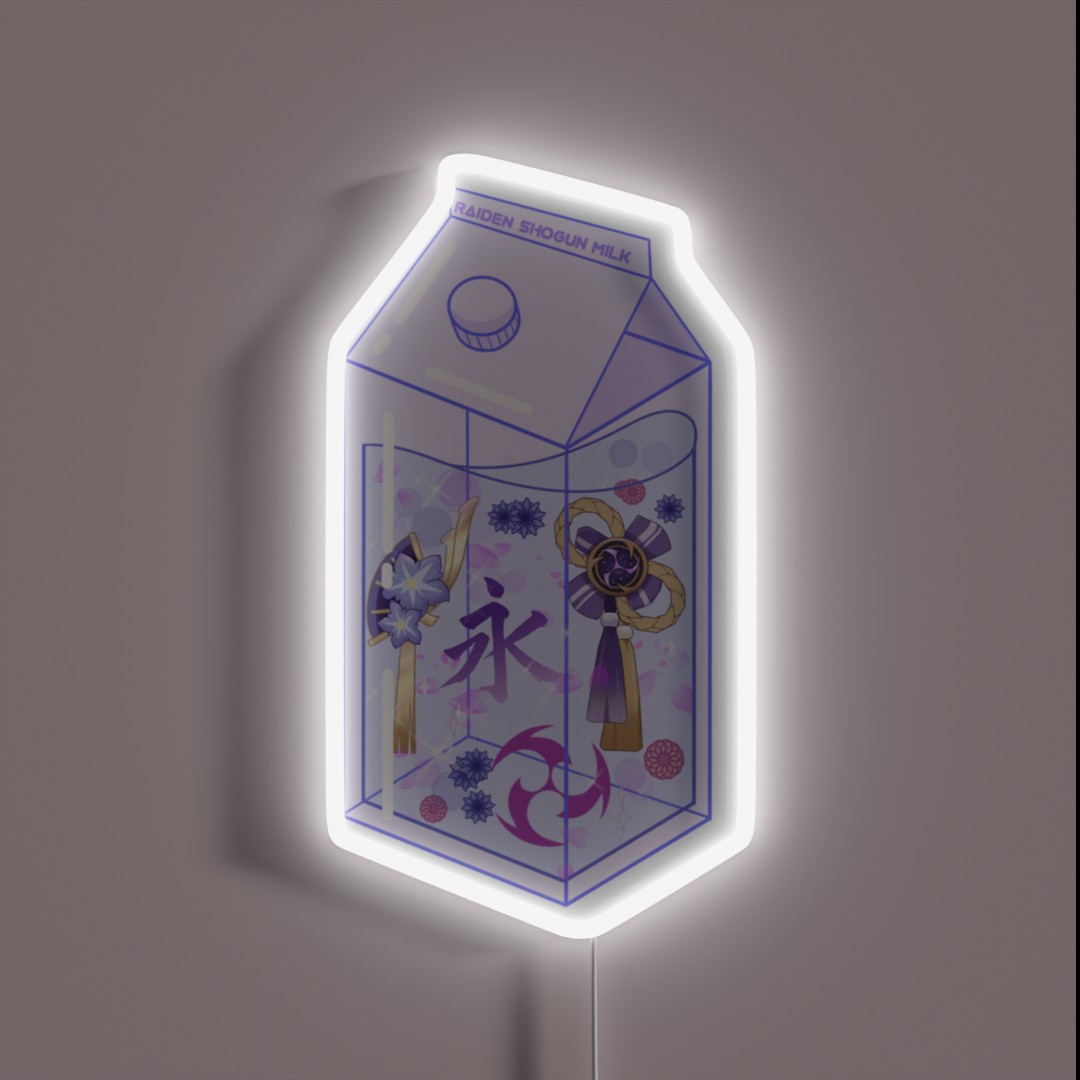 Raiden Shogun Milk Carton RGB Neon Sign Raiden Shogun Milk Carton RGB Neon Sign