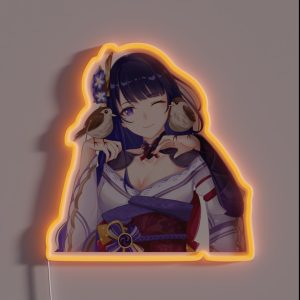 Raiden Shogun With Bird RGB Neon Sign
