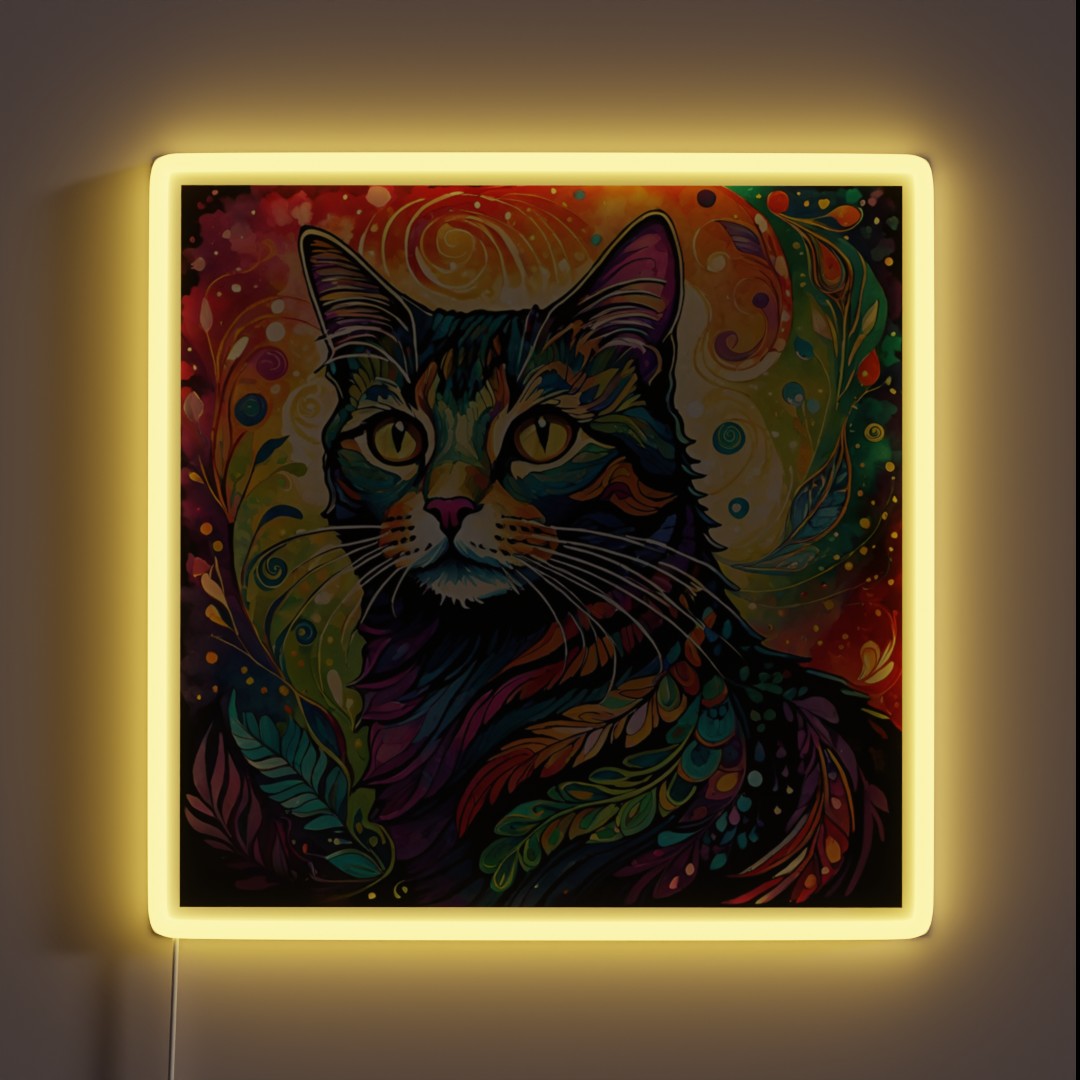 Rainbow Boho Cat RGB Neon Sign Rainbow Boho Cat RGB Neon Sign