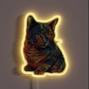 Rainbow Colored Cat Print RGB Neon Sign Rainbow Colored Cat Print RGB Neon Sign