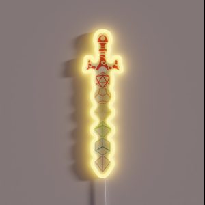 Rainbow Dice Sword Tabletop RPG Gaming RGB Neon Sign