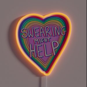 Rainbow Heart Swearing Might Help Inspirational Quote RGB Neon Sign