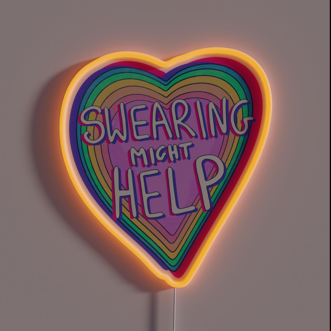 Rainbow Heart Swearing Might Help RGB Neon Sign Rainbow Heart Swearing Might Help RGB Neon Sign