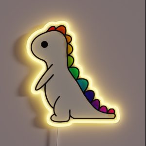 Rainbow Pride LGBTQ Dino RGB Neon Sign
