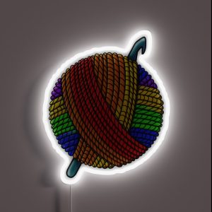 Rainbow Pride Yarn With Crochet Hook RGB Neon Sign