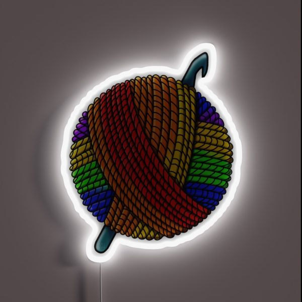 Rainbow Pride Yarn With Crochet Hook RGB Neon Sign