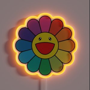Rainbow Smiling Flower RGB Neon Sign