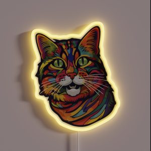 Rainbow Tabby Cat RGB Neon Sign