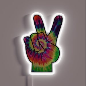 Rainbow Tie Dye Peace Sign RGB Neon Sign