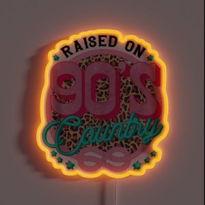 Raised On 90 S Country Vintage Cow Look Tank Top RGB Neon Sign
