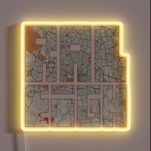 Raleigh City Map Of North Carolina USA Bohemian RGB Neon Sign