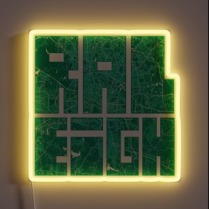 Raleigh City Map Of North Carolina USA Watercolor RGB Neon Sign