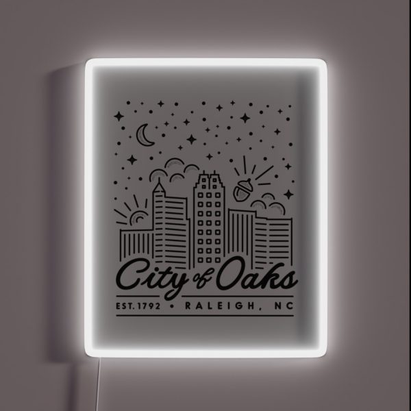 Raleigh City Of Oaks Merchandise RGB Neon Sign