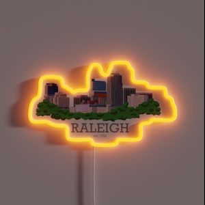 Raleigh City Skyline With Words RGB Neon Sign