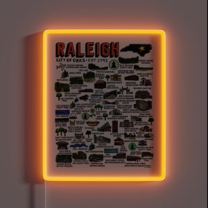 Raleigh NC Map RGB Neon Sign