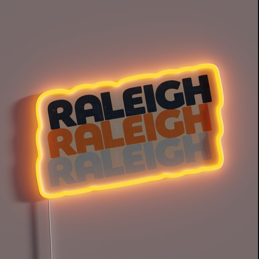 Raleigh NC Retro Stack RGB Neon Sign Raleigh NC Retro Stack RGB Neon Sign