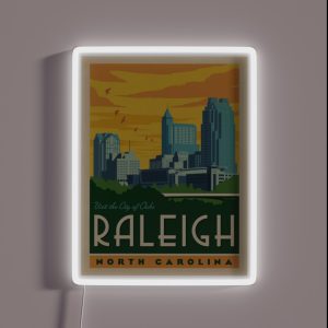 Raleigh North Carolina City Of Oaks RGB Neon Sign