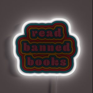 Read Banned Books Groovy 70s Vintage Vibe Free Speech RGB Neon Sign