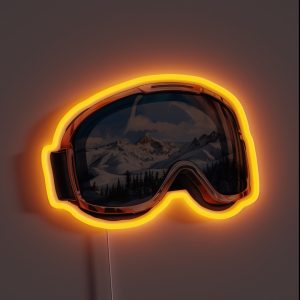 Realistic Ski Goggles Sledding Goggles Winter Sports Mountain Reflection RGB Neon Sign