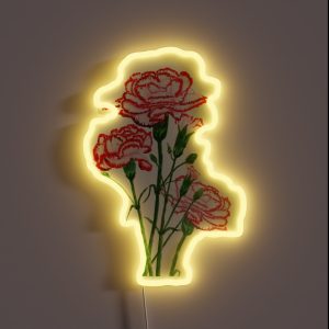 Red And Pink Carnation Watercolor Painting RGB Neon Sign