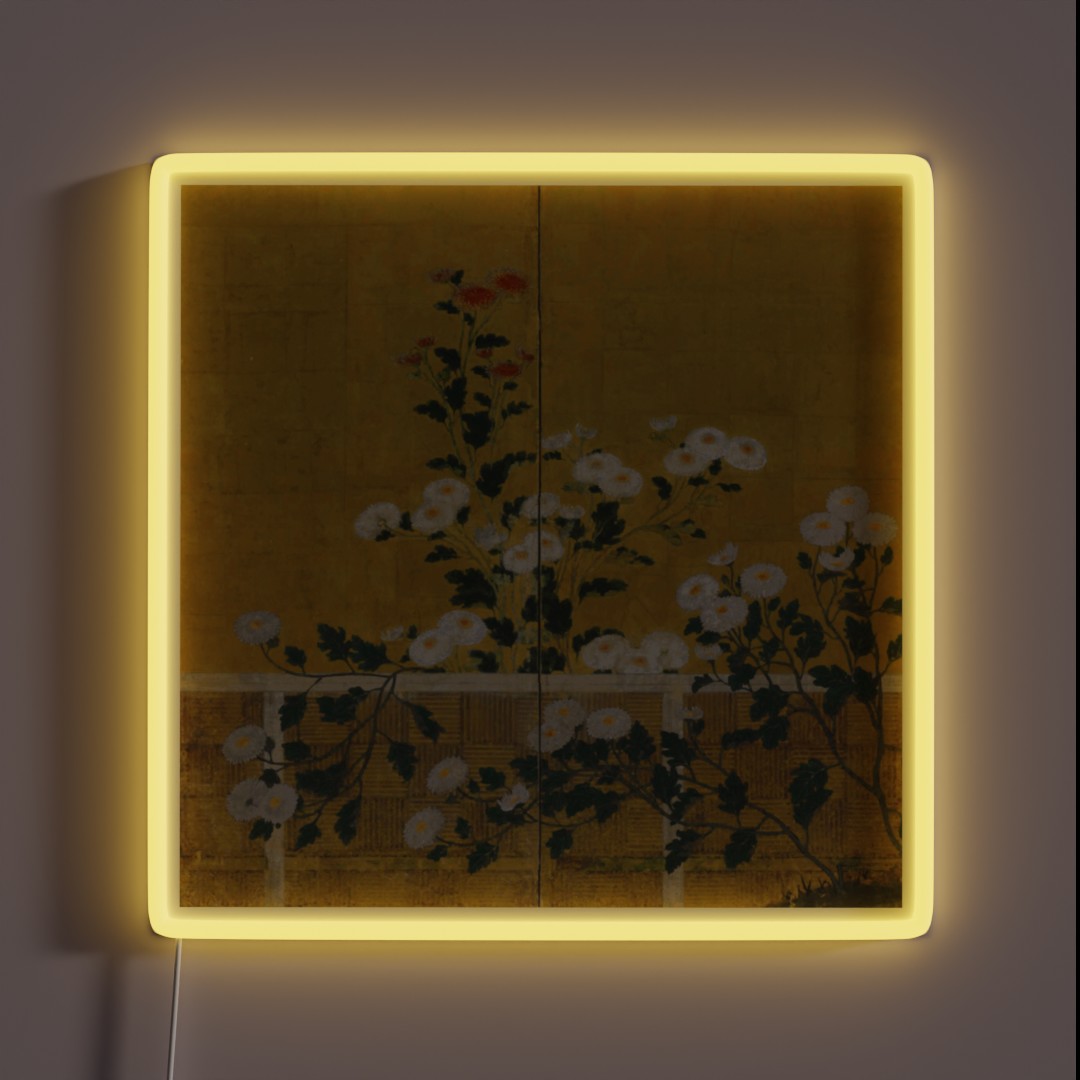 Red And White Chrysanthemums Vintage Japanese RGB Neon Sign Red And White Chrysanthemums Vintage Japanese RGB Neon Sign