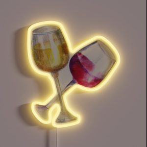 Red And White Wine Glasses RGB Neon Sign