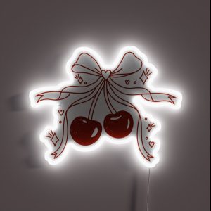 Red Cherries With Sparkles And Bow RGB Neon Sign Red Cherries With Sparkles And Bow RGB Neon Sign