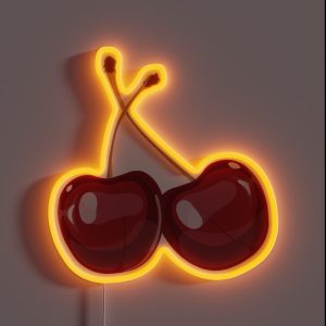 Red Cherry Fruit Realistic Cartoon RGB Neon Sign Red Cherry Fruit Realistic Cartoon RGB Neon Sign