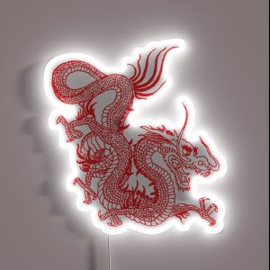 Red Chinese Dragon Purple Background RGB Neon Sign