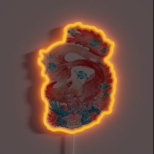 Red Dragon Mermaid RGB Neon Sign