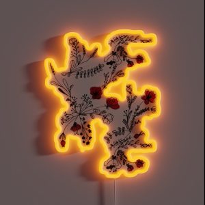 Red Flower Pattern RGB Neon Sign