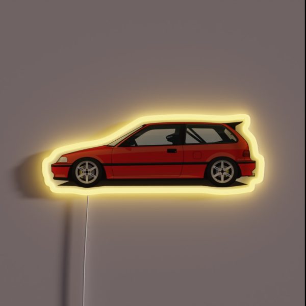 Red Illegal Kanjo Racecar Honda Civic EF RGB Neon Sign