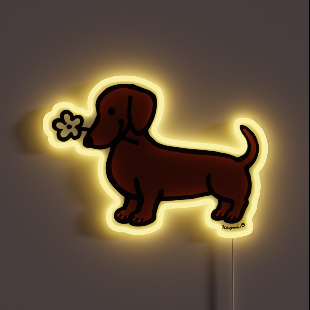 Red Smooth Dachshund Tiny Flower RGB Neon Sign Red Smooth Dachshund Tiny Flower RGB Neon Sign