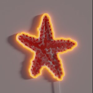 Red Starfish Watercolor RGB Neon Sign