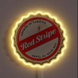 Red Stripe Bottle Cap RGB Neon Sign