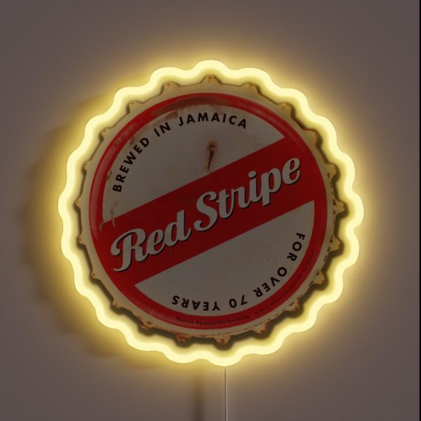 Red Stripe Bottle Cap RGB Neon Sign