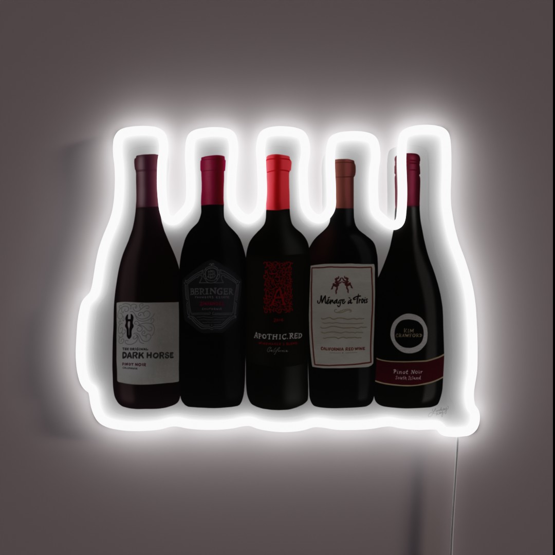 Red Wine Bottles RGB Neon Sign Red Wine Bottles RGB Neon Sign