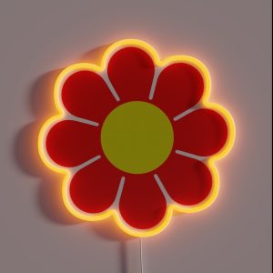 Red Yellow Hippy Flower Daisy RGB Neon Sign