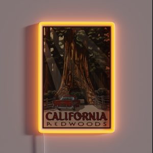 Redwood National Park California Vintage Travel Decal RGB Neon Sign Redwood National Park California Vintage Travel Decal RGB Neon Sign