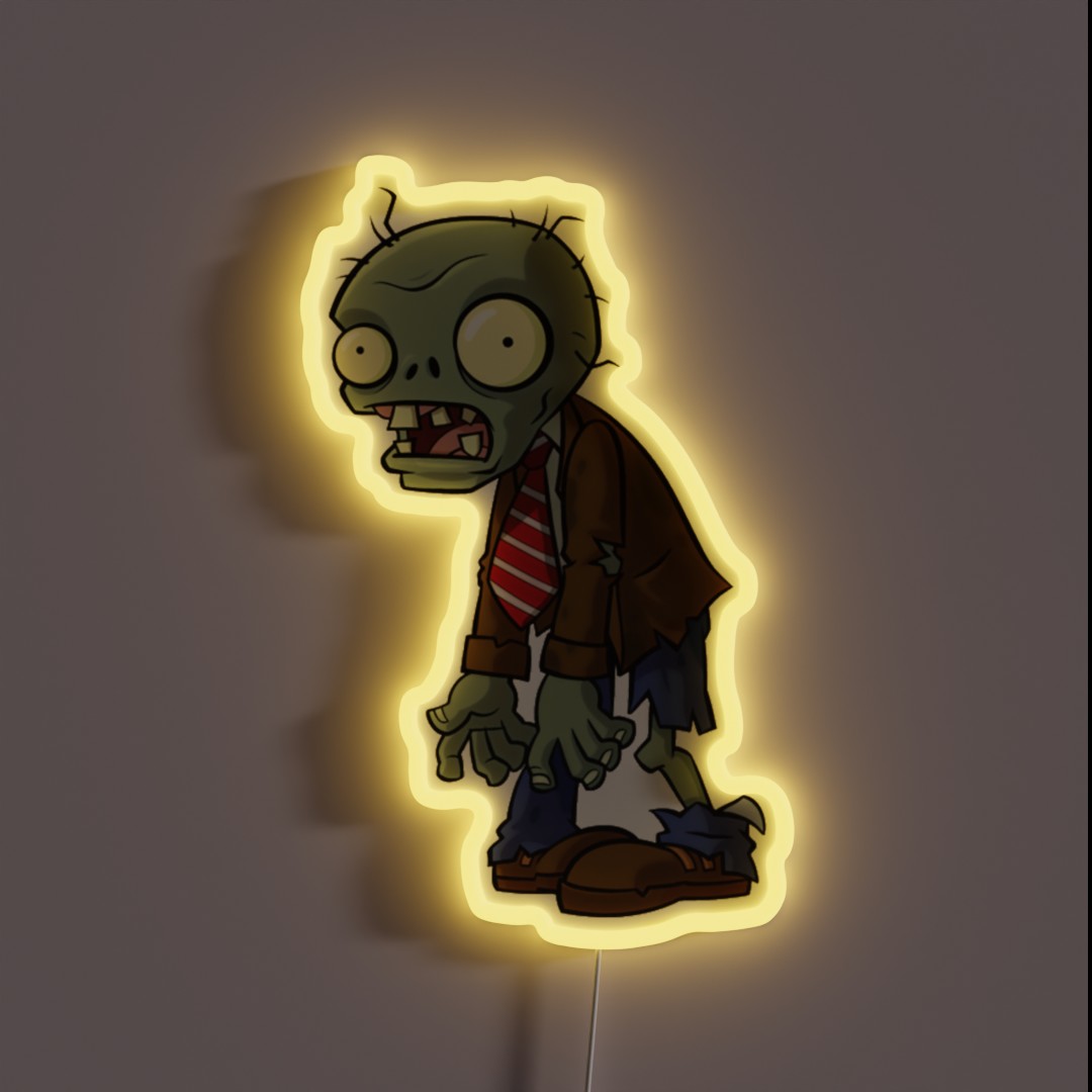 Regular Zombie From Plants Vs Zombies RGB Neon Sign Regular Zombie From Plants Vs Zombies RGB Neon Sign